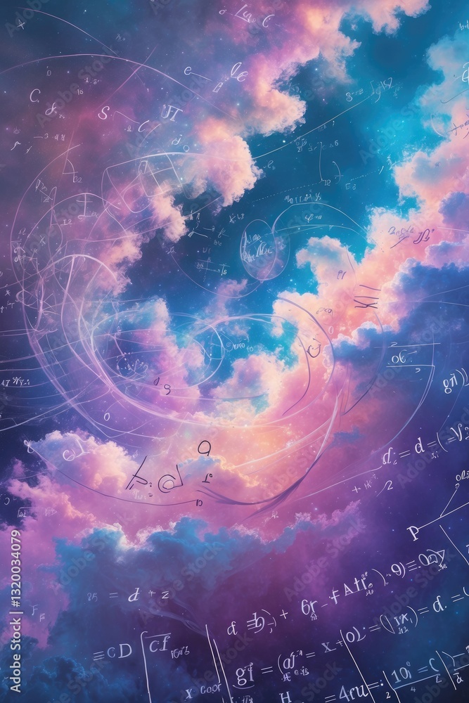 Poster image featuring mathematical equations and diagrams set against an abstract backdrop.