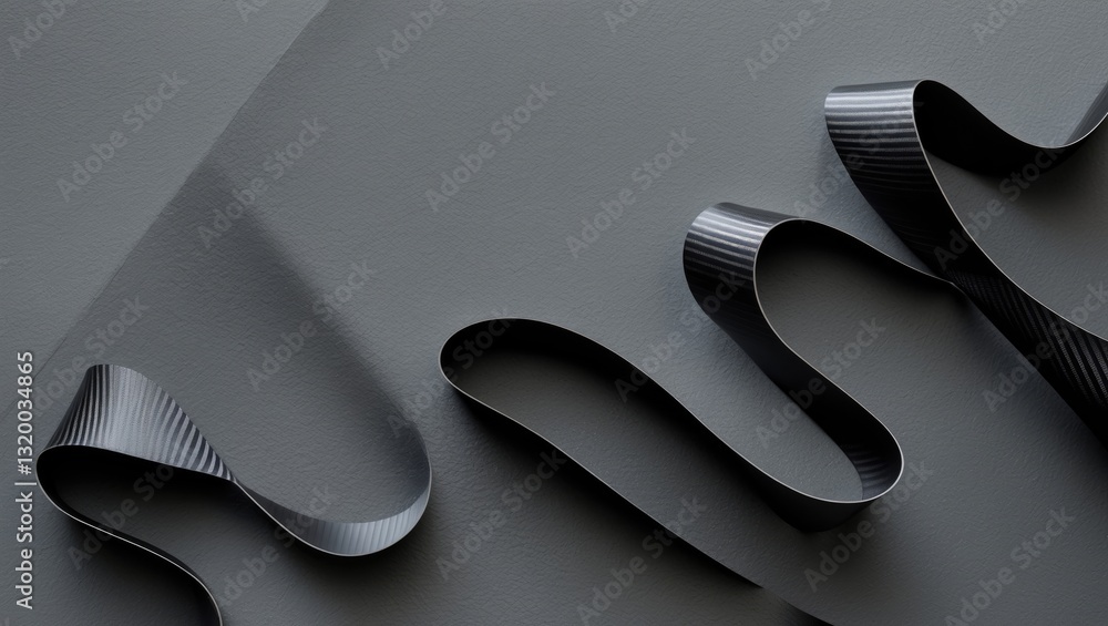 Poster abstract geometric background with grey carbon texture featuring soaring vertical curved waves in a 