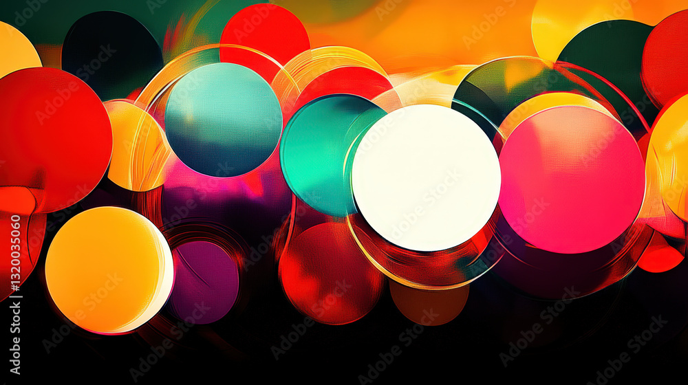 Poster colorful abstract circles create vibrant and dynamic composition