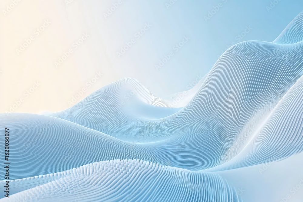 Poster abstract waves in a bright gradient create a calming minimalistic and airy effect