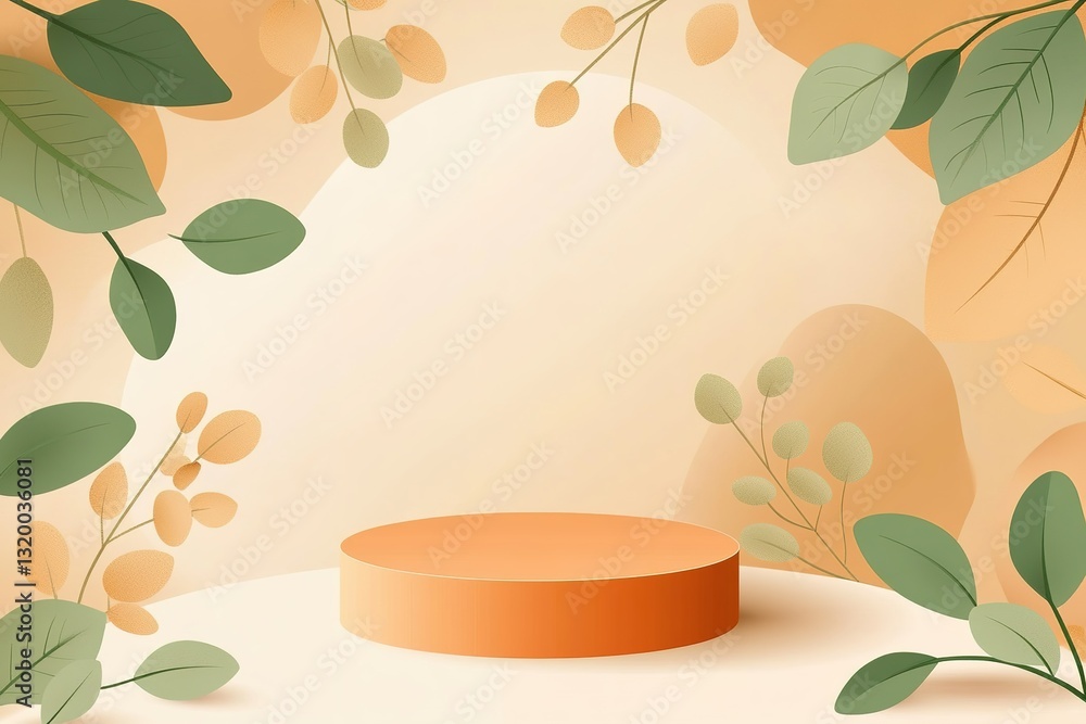 Poster elegant display stage in a botanical setting for showcasing products beautifully