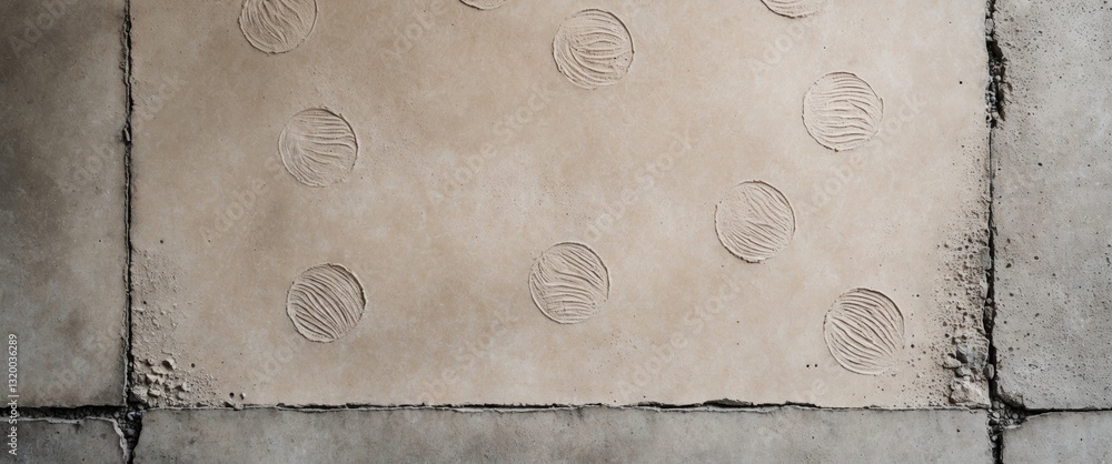 Poster image depicts a light concrete surface featuring irregular, circular marks indicating the repeated d