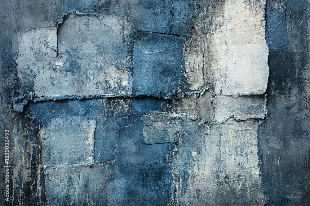 Poster abstract textured pattern of blue and gray tones creating depth and visual interest