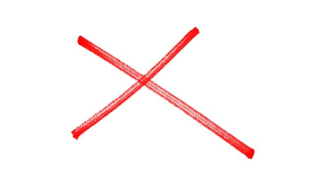 Cross brush hand drawing, red cross brush drawing Animation of drawing marker cross. Concept of cancel, x, negation, don&rsquo;t, forbidden, prohibited. with alpha channel