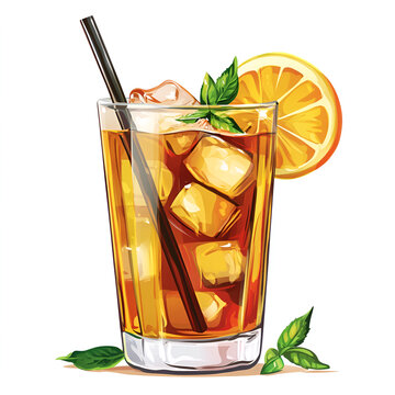 iced tea drink with orange slice clip art preview
