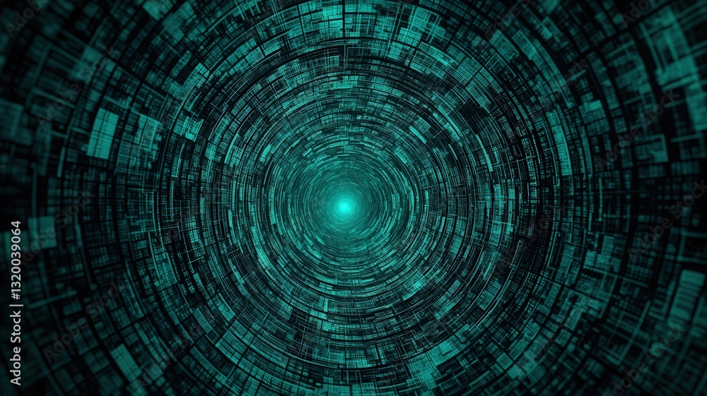 Poster exploring digital depths abstract technology visualization in virtual space futuristic environment i