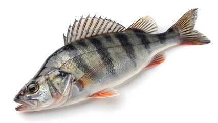 Fototapeta premium Ordinary River Perch on a White Background