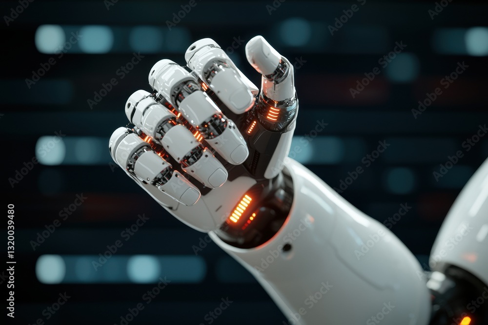 Aufkleber robot hand action futuristic laboratory technology image science environment close-up view innovatio