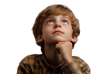 young man thinking isolated on transparent background