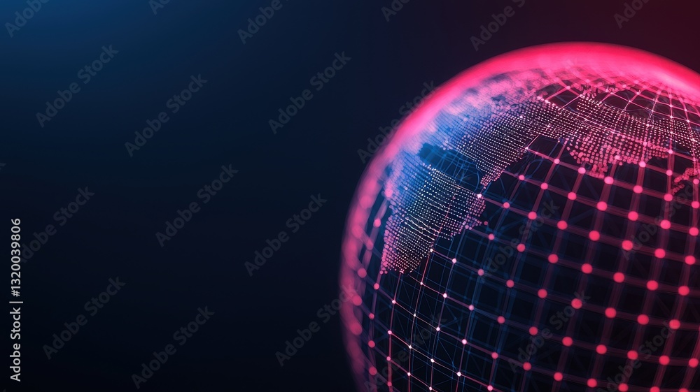 Aufkleber global digital network visualization technology 3d graphic dark background close-up connectivity con