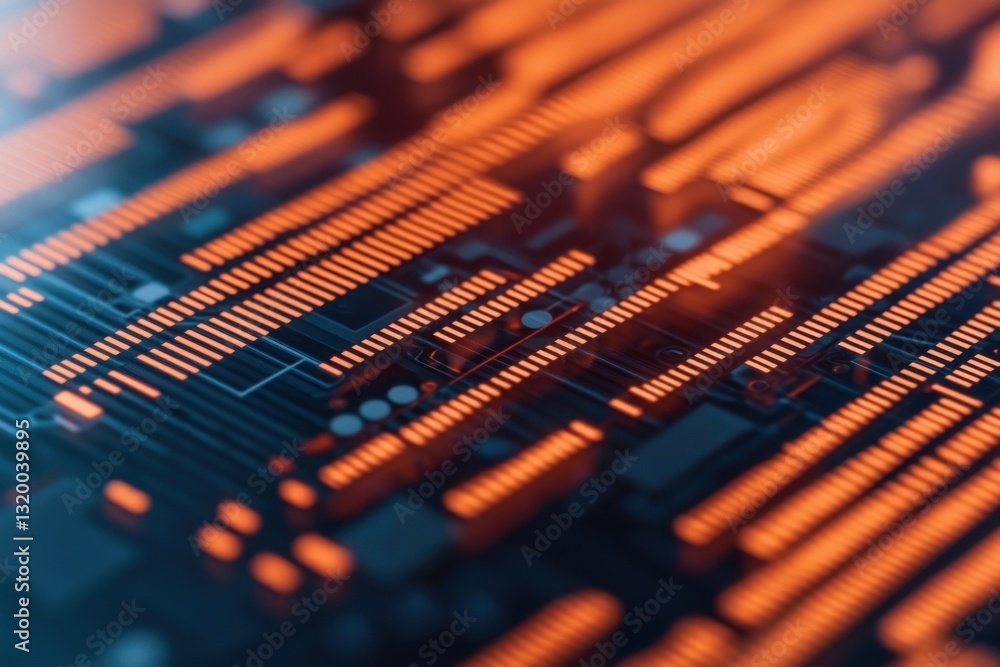 Poster visualizing data flow circuit board patterns digital environment macro photography technology concep