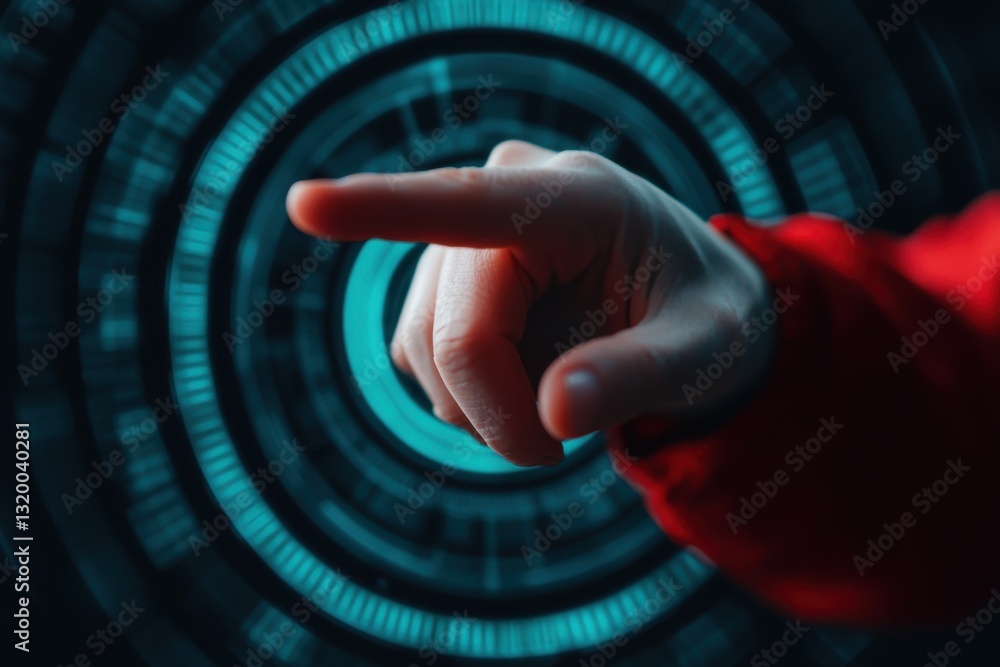 Poster interactive technology engagement digital interface high-tech environment futuristic viewpoint user 