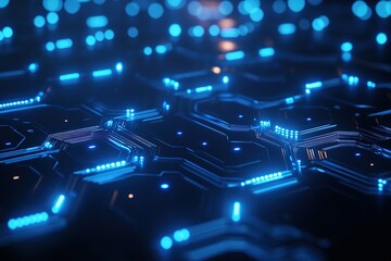 Abstract Technology: Glowing Blue Circuitry and Data Flow Illustration