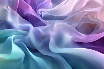 Fototapeta premium Abstract flowing fabric with pastel shades of blue purple and pink in a soft swirl