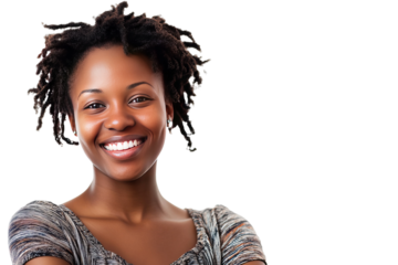 Happy woman smiling confidently, arms crossed Isolated on white background