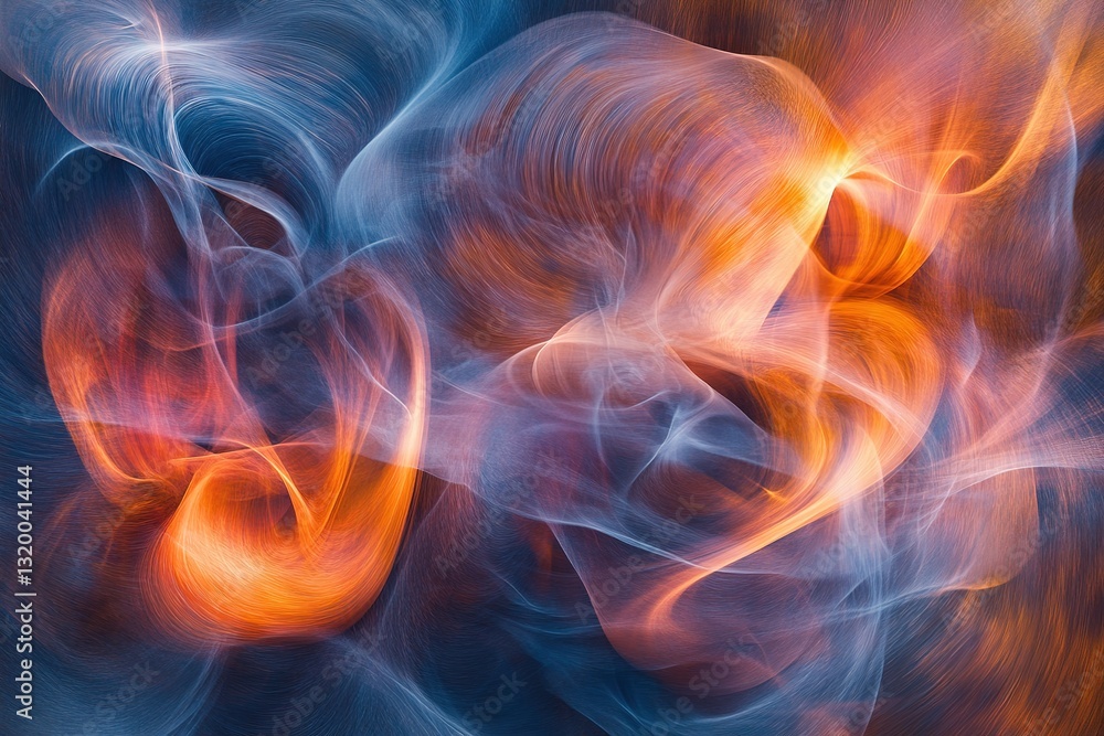 Aufkleber abstract art with blended orange and blue hues creating dynamic flowing shapes