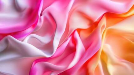 Obraz premium Soft hues of pink, white, and orange fabric create fluid motion texture