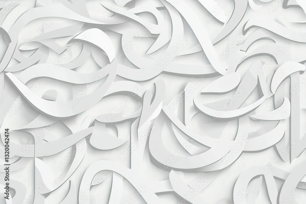 Poster abstract white paper cutouts creating a flowing modern and elegant paper art design