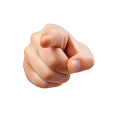 Pointing Hand Gesture on Blank White Background