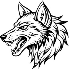 Tribal Tattoo Wolf Designs with White Background Vector Illustration – Cartoons, Clipart, Line Art, Tribal wolf tattoo design with white background, perfect for vector, clipart, and line art projects.