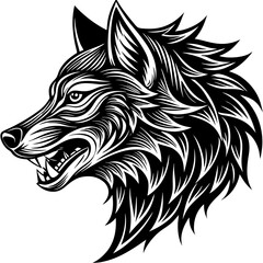 Tribal Tattoo Wolf Designs with White Background Vector Illustration – Cartoons, Clipart, Line Art, Tribal wolf tattoo design with white background, perfect for vector, clipart, and line art projects.