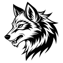 Obraz premium Tribal Tattoo Wolf Designs with White Background Vector Illustration – Cartoons, Clipart, Line Art, Tribal wolf tattoo design with white background, perfect for vector, clipart, and line art projects.