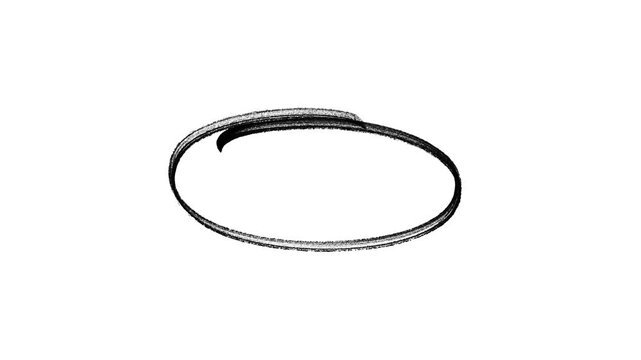 Black Circle round animated marker hand drawn highlighter elements. Hand-drawn ovals animation, White marker animation with alpha channel.