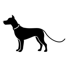 Vector Black Silhouette of a Dog Head Isolated on White Background - Cartoon Clipart Design, Vector black dog head silhouette on white background, ideal for design and clipart use.