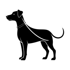 Vector Black Silhouette of a Dog Head Isolated on White Background - Cartoon Clipart Design, Vector black dog head silhouette on white background, ideal for design and clipart use.