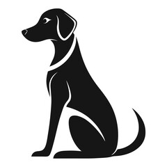 Vector Black Silhouette of a Dog Head Isolated on White Background - Cartoon Clipart Design, Vector black dog head silhouette on white background, ideal for design and clipart use.