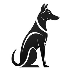 Vector Black Silhouette of a Dog Head Isolated on White Background - Cartoon Clipart Design, Vector black dog head silhouette on white background, ideal for design and clipart use.