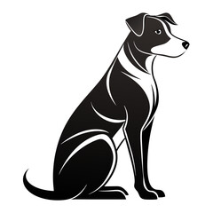 Vector Black Silhouette of a Dog Head Isolated on White Background - Cartoon Clipart Design, Vector black dog head silhouette on white background, ideal for design and clipart use.