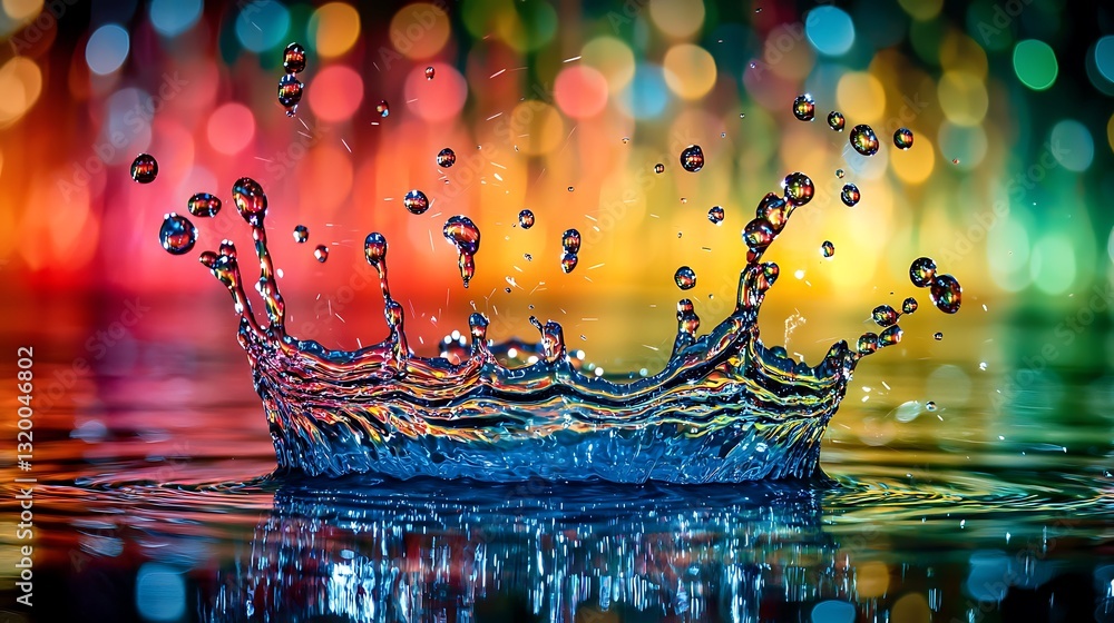 Poster Water Drop Splash Colorful Bokeh Background