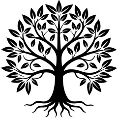 Vector Black Tree of Life Icon - White Background, Line Art, Clipart, Illustration, Vector black tree of life icon on white background, perfect for digital designs and illustrations