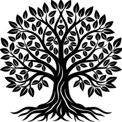 Vector Black Tree of Life Icon - White Background, Line Art, Clipart, Illustration, Vector black tree of life icon on white background, perfect for digital designs and illustrations