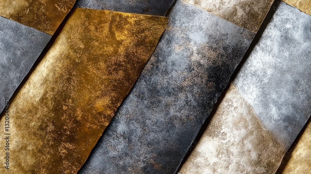 Poster textured abstract layered paper elements with metallic color combinations
