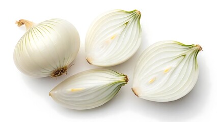 Fresh White Onions on a White Background