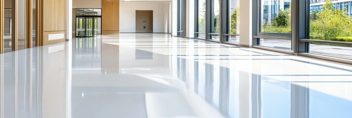 Industrial-grade self-cleaning surfaces repelling dirt and grime, innovation in factory hygiene, sleek and modern