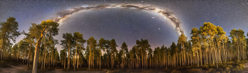 Fototapeta premium Milky Way arch over forest at night