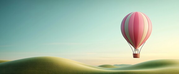 Fototapeta premium Hot Air Balloon Over Rolling Hills