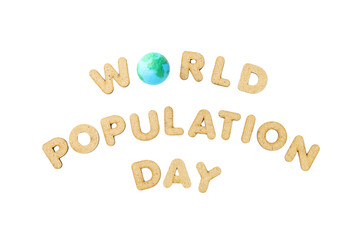 PNG, Population day, planet with text, isolated on white background.