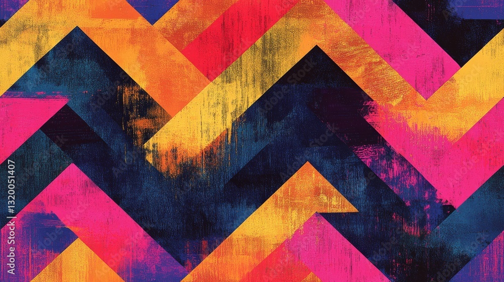 Poster abstract colorful chevron design with textured paint effect background