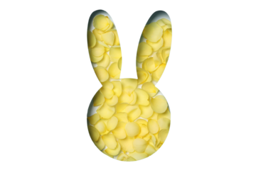 PNG, Easter, paper rabbit head, with rose petals, isolated on white background