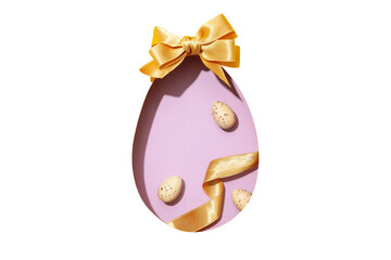 PNG, Easter, purple egg cut out of paper, with bow and eggs, isolated on white background