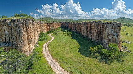 Fototapeta premium An amazing view of a canyon with clouds and blue sky