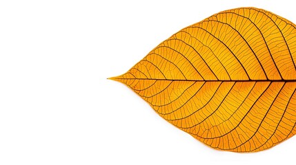 Obraz premium Intricate Orange Leaf on White Background