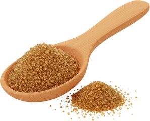 Wooden Spoon of Brown Sugar Crystals Sweetener Ingredient Close Up