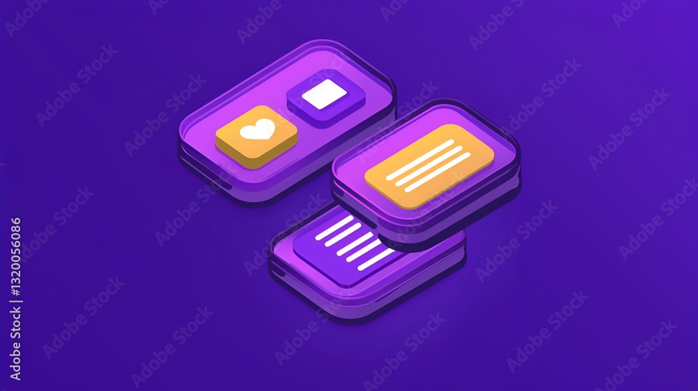 Wall mural mobile app interface design, 3d isometric view, user interface design, modern ui layout