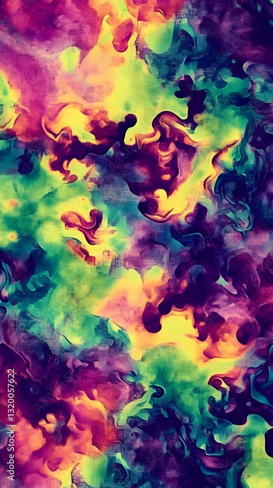 Poster abstract colorful swirls digital painting: vibrant hues intermingle in a dynamic composition, creati