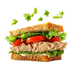 A Classic Tuna Sandwich with Lettuce Tomato and Mayo Isolated on Transparent Background
